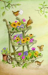 flower cart & birds